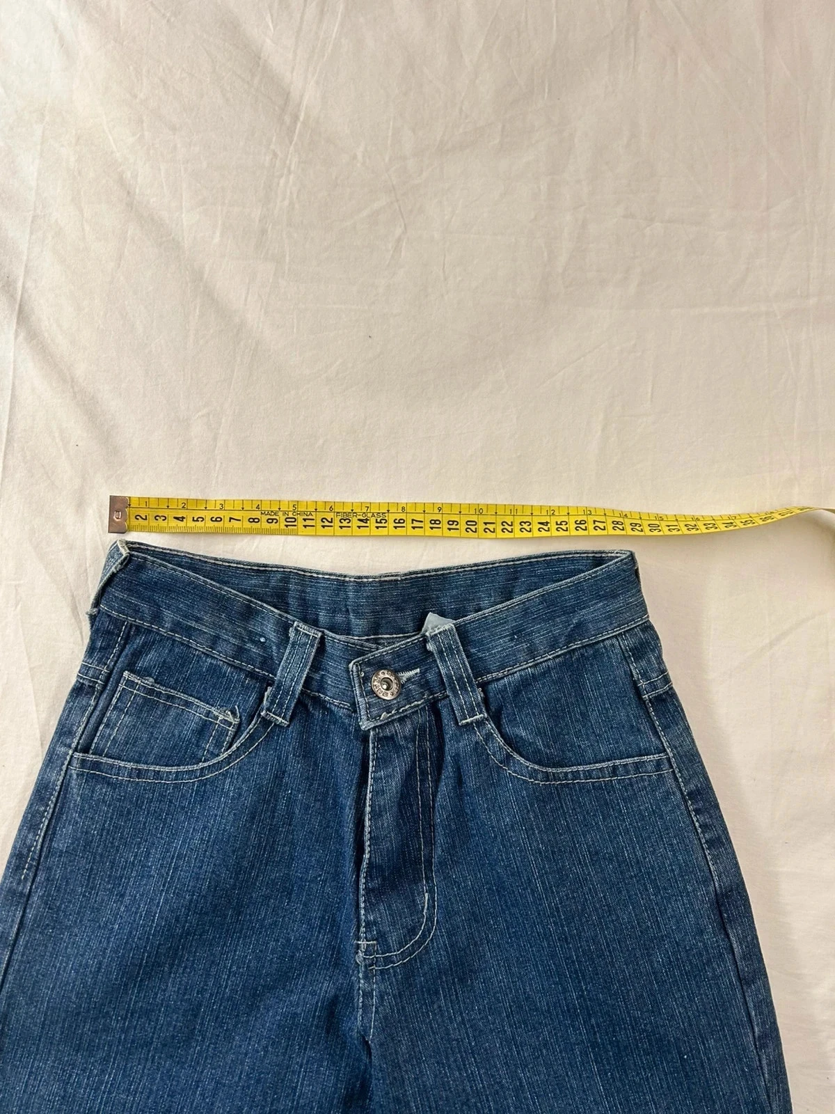 Marineblauwe vintage hoge taille jean – photo 6